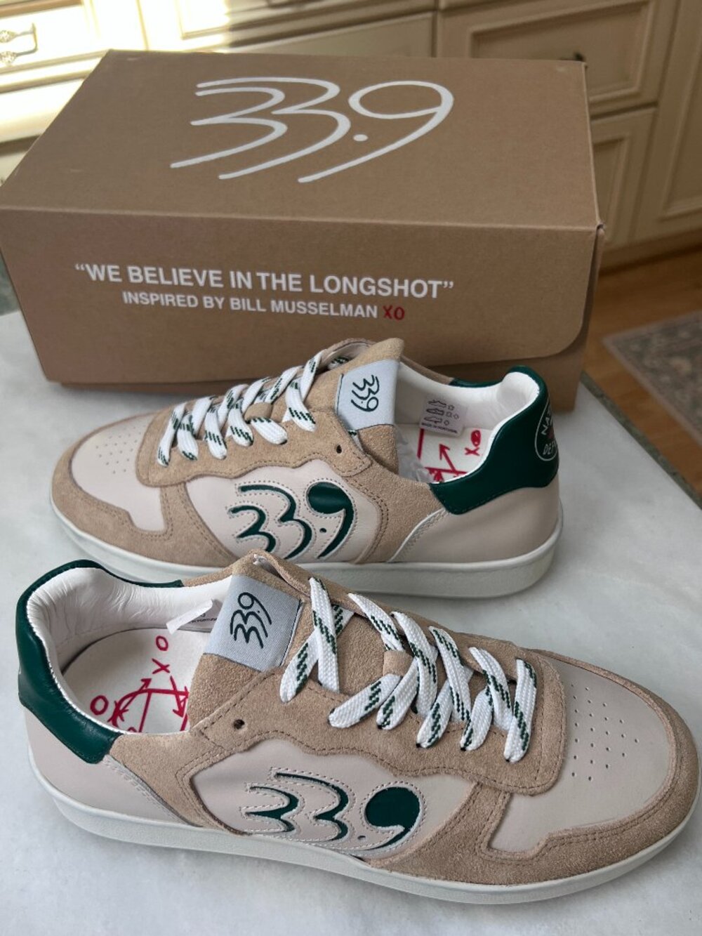33.9 Elite Edition Women's Varsity Green and Beige Sneakers Size 37 (6.5 US)